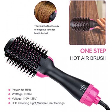 Mighty Rock Hair Dryer Brush，4-in-1 Hair Brush，Brush Hair Dryers for Women，Hot Air Brush Suitable for All Hair Types，Anti-scald Hot Comb Hair Straightener Brush,Negative Lonic Technology Blow Dryer Brush in One